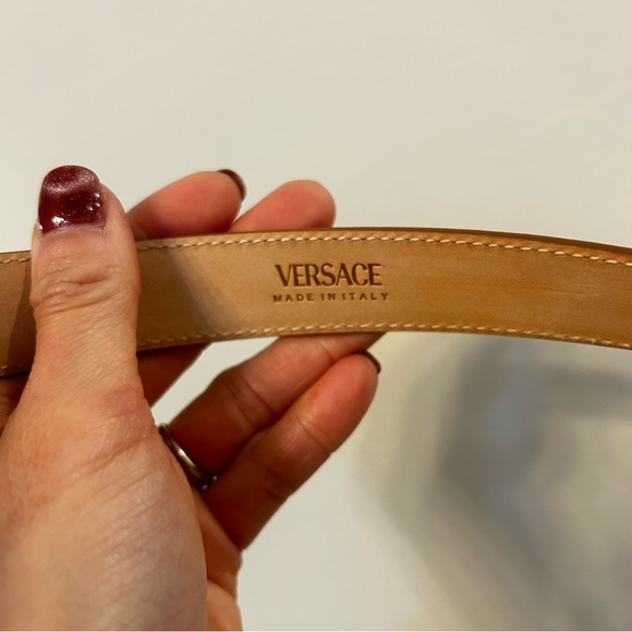 Versace Brown Leather Belt with Gold Medusa Buckle - Picture 3 of 8